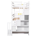 Twin Size Triple Bunk Bed with Storage Staircase,Separate Design,White - Home Elegance USA