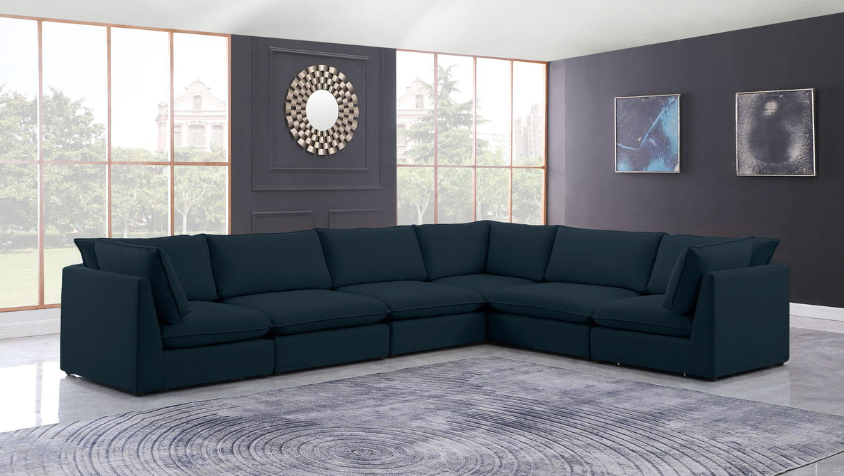 Mackenzie - Modular Sectional 6 Piece - Navy - Fabric - Home Elegance USA