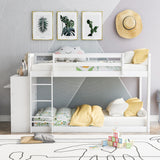 Twin over Twin Bunk Bed with Attached Cabinet and Shelves Storage,White (OLD SKU:GX000513AAK) - Home Elegance USA