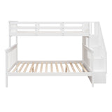 Stairway Twin-Over-Full Bunk Bed with Storage and Guard Rail for Bedroom, White color(OLD SKU :LP000019AAK) - Home Elegance USA