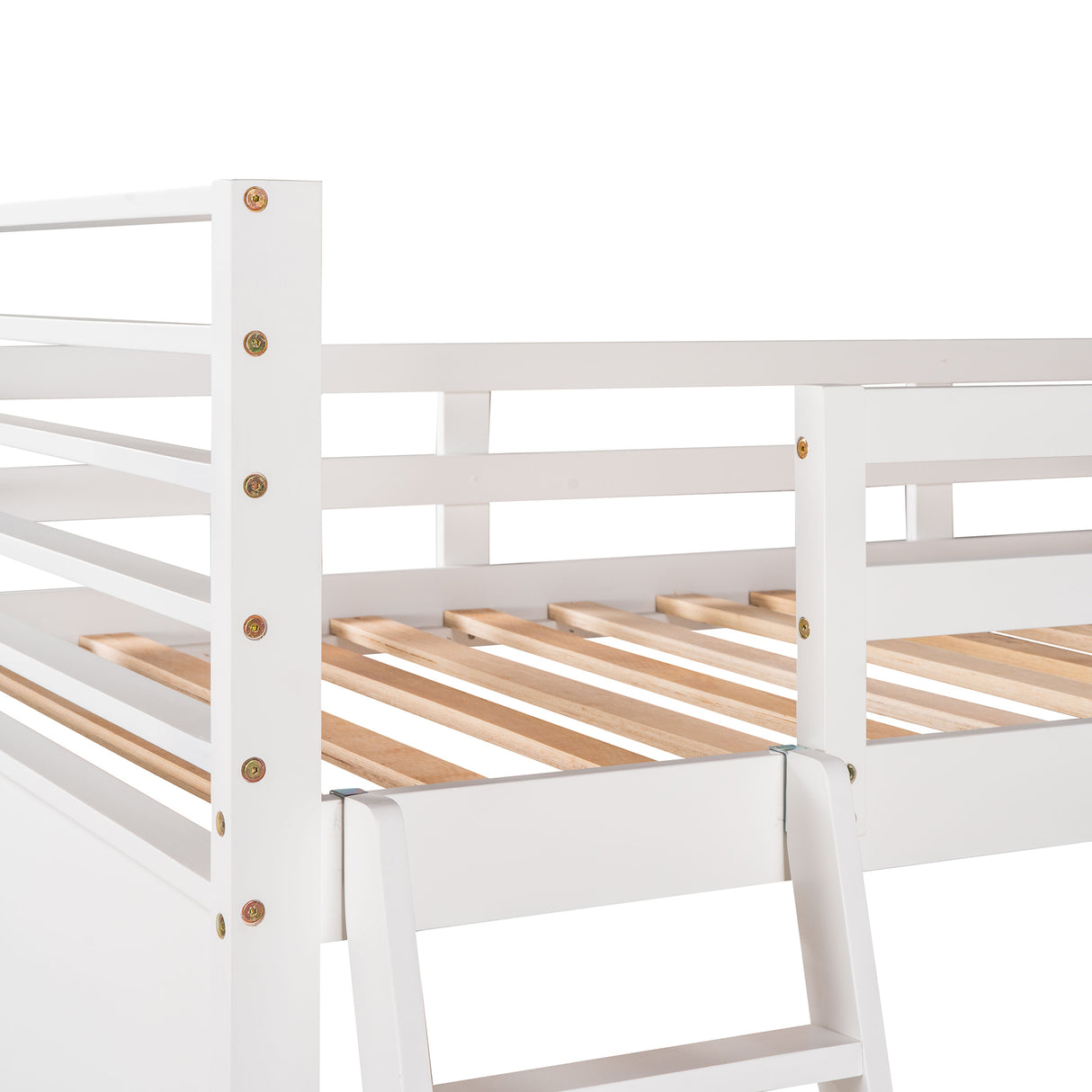 Twin over Twin Wood Bunk Bed with Two Drawers - White - Home Elegance USA