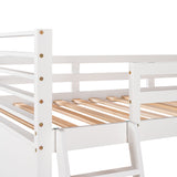 Twin over Twin Wood Bunk Bed with Two Drawers - White - Home Elegance USA