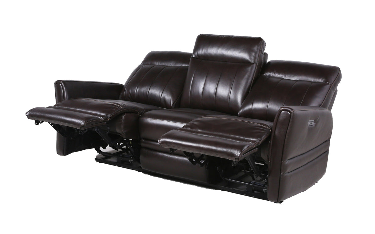 Luxury Power Reclining Sofa Recliner in Dark Brown Top-Grain Leather - Ultimate Comfort with Power Leg Rest and Articulating Headrest - Elegant and Relaxing Furniture for Living Room or Home Theater Home Elegance USA