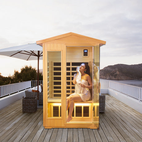 Two  Person Outdoor Basswood Far Infrared Sauna Room