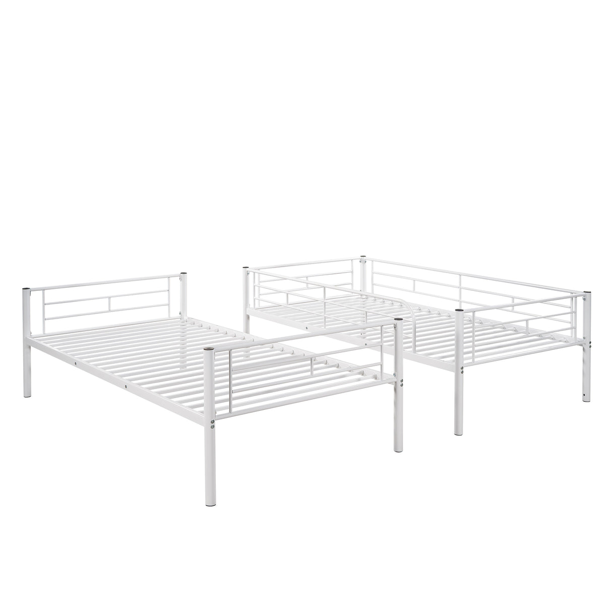 Twin Over Twin Metal Bunk Bed (White)( old sku: MF189201KAA ) - Home Elegance USA