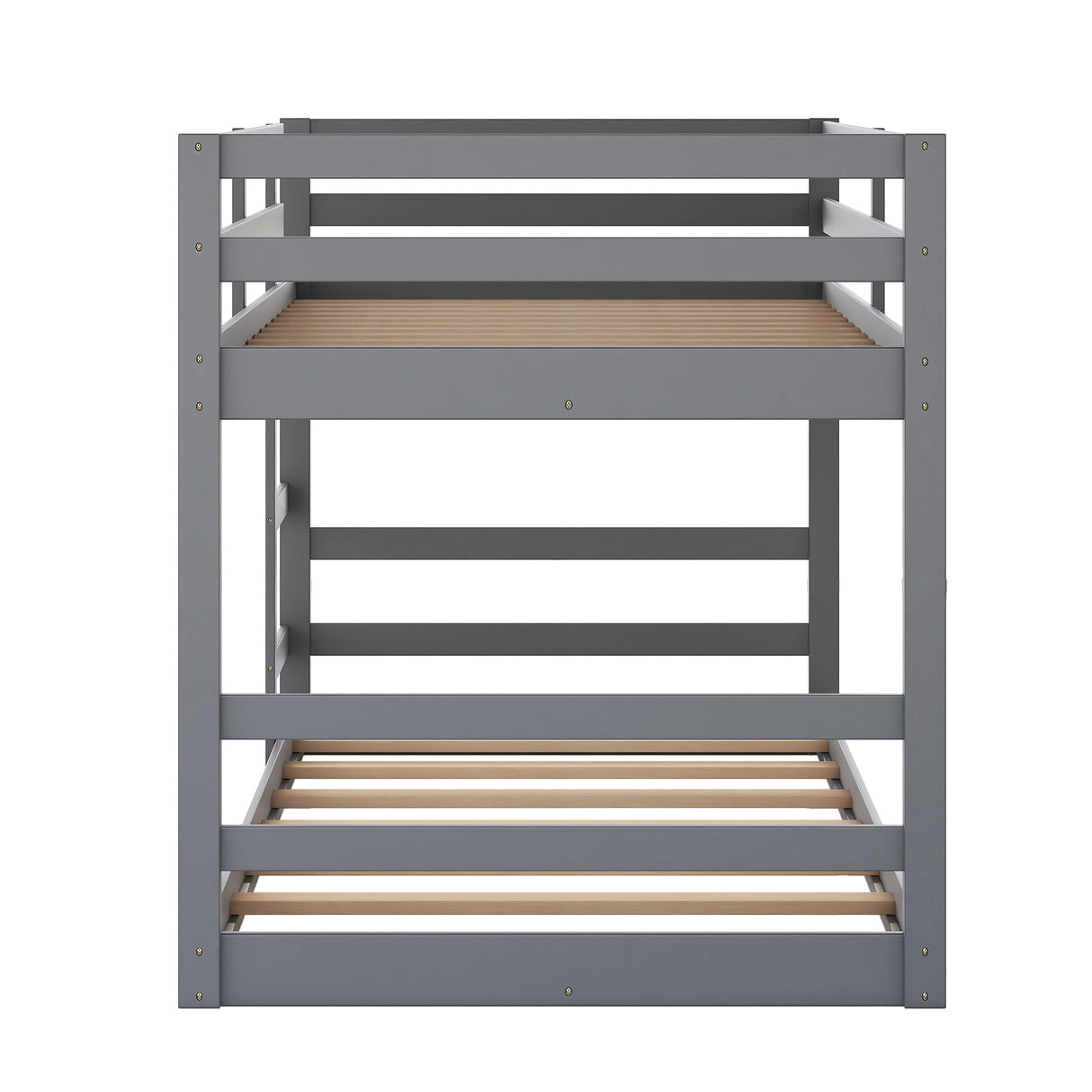 Twin Over Twin Bunk Bed with Ladder, Gray（OLD SKU：WF282787AAE） - Home Elegance USA