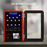 Wine Cooler Countertop Freestanding Wine Cellars Compressor System Champagne Chiller Digital Temperature Control UV-Protective Finish Max Load 24 Standard Bottle