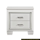 Glamorous Design Bedroom Furniture 1pc Nightstand of 2x Drawers White Finish Faux Alligator Embossed Textured Fronts - Home Elegance USA