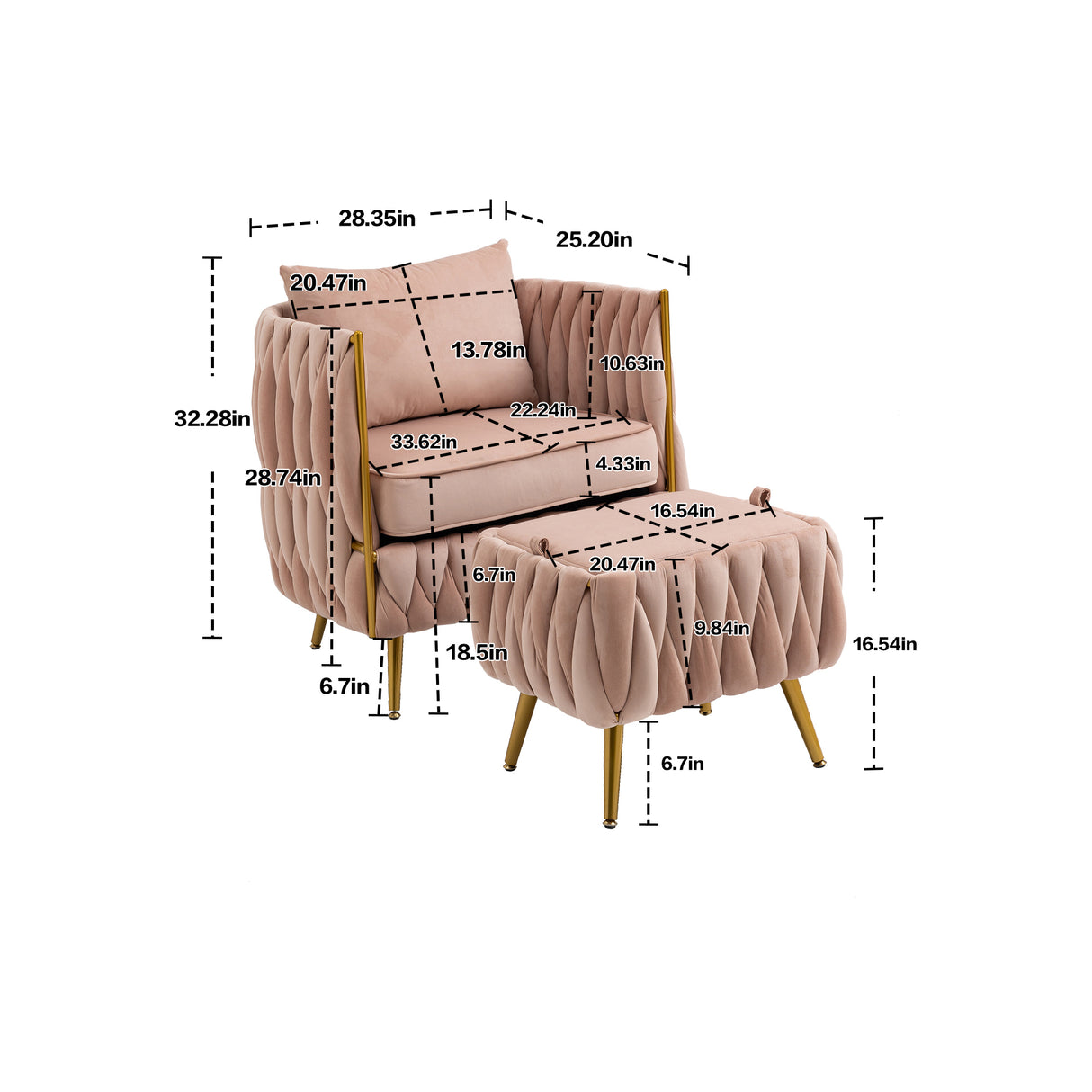 COOLMORE Accent Chair with Storage Ottoman Chair Tufted Barrel Chair Set Arm Chair for Living Room Bedroom - Home Elegance USA