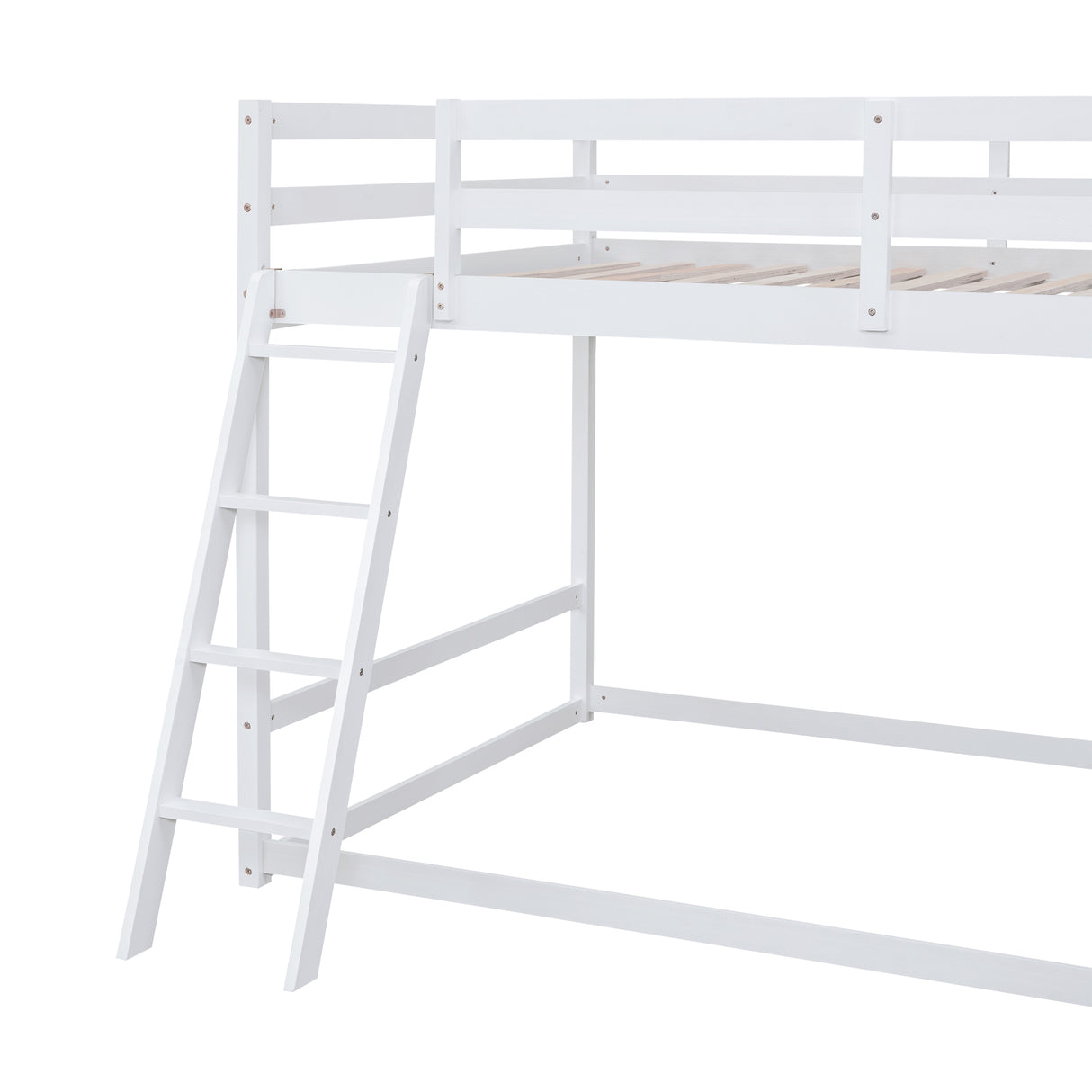 Full over Full Bunk Bed with Ladder, Slide and Shelves, White - Home Elegance USA