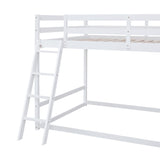 Full over Full Bunk Bed with Ladder, Slide and Shelves, White - Home Elegance USA