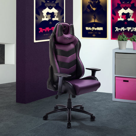 Techni Sport TS-61 Ergonomic High Back Racer Style Video Gaming Chair, Purple/Black - Home Elegance USA