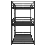 Metal Twin Size Triple Bunk Bed, Black - Home Elegance USA