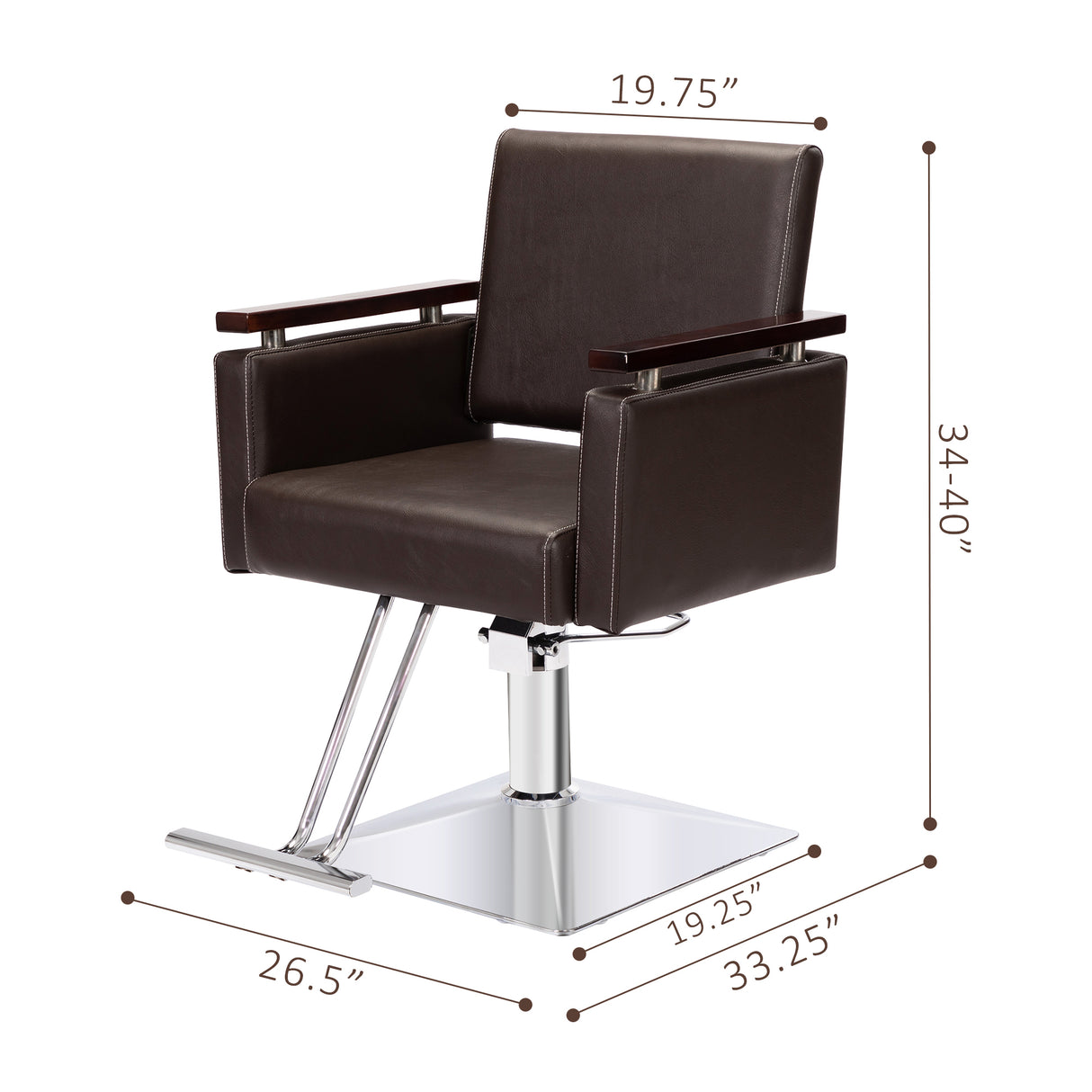 Hydraulic Barber Chair, Heavy-Duty Styling Chair with 360 Degree Rotation for Barber Shop, Beauty Salon, Spa, Tattoo Shop, Brown - Home Elegance USA
