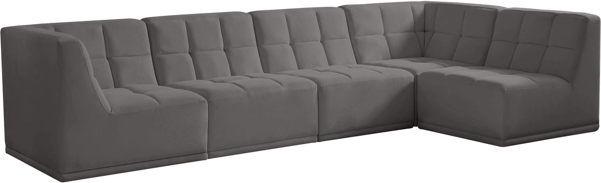 Relax - Modular Sectional 5 Piece - Gray - Fabric - Home Elegance USA