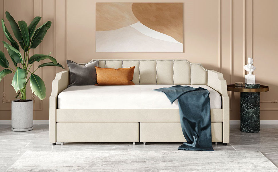 Upholstered daybed online with drawers