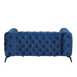 63" Velvet Upholstered Loveseat Sofa,Modern Loveseat Sofa with Button Tufted Back,2 - Person Loveseat Sofa Couch for Living Room,Bedroom,or Small Space,Blue - SG000602AAC - image - 10