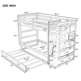 Solid Wood Bunk Bed, Hardwood Twin Over Twin Bunk Bed with Trundle and Staircase, Natural Gray Finish(Old SKU: LP000068AAE) - Home Elegance USA