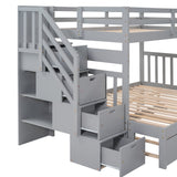 Twin over Twin/Full Bunk Bed with Twin Size Trundle (Gray)(OLD SKU :LP000025AAE) - Home Elegance USA