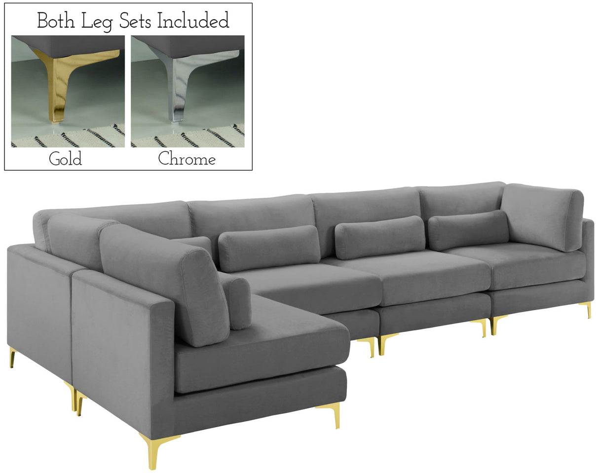 Julia - Modular Sectional 5 Piece - Gray - Home Elegance USA