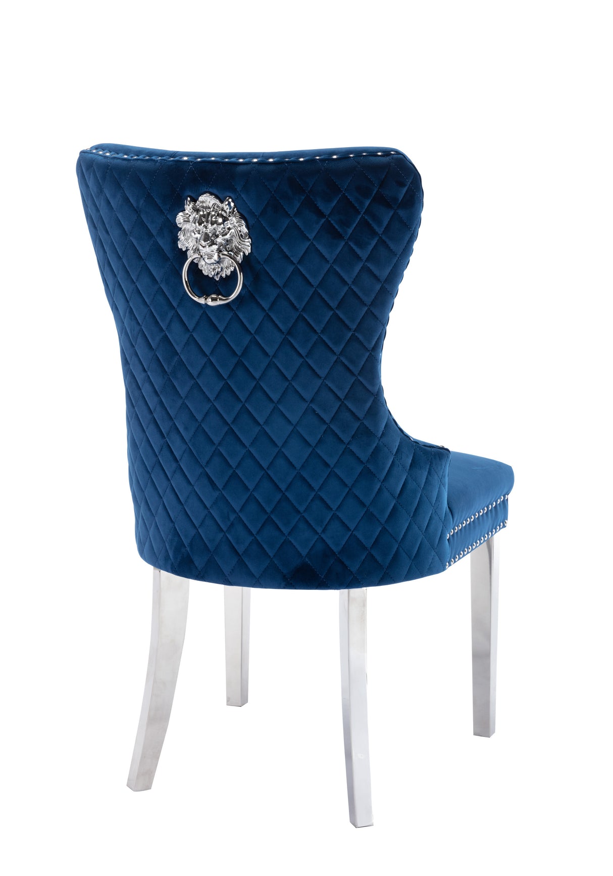 Simba Stainless Steel 2 Piece Chair Finish with Velvet Fabric in Blue - Home Elegance USA