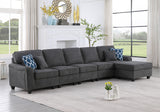 Leo Dark Gray Woven 6 Seater Sofa and Ottoman - Home Elegance USA