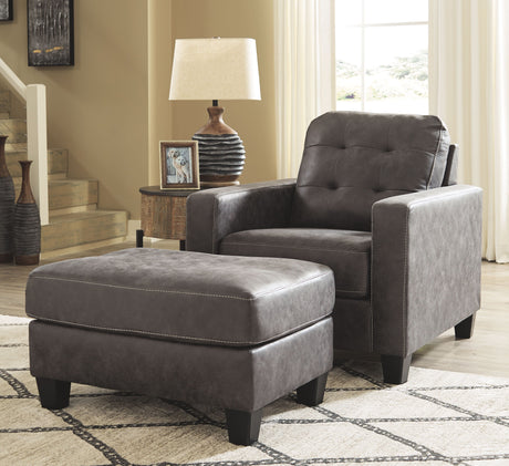 Venaldi - Gunmetal - 3 Pc. - Sofa Chaise, Chair, Ottoman - Home Elegance USA