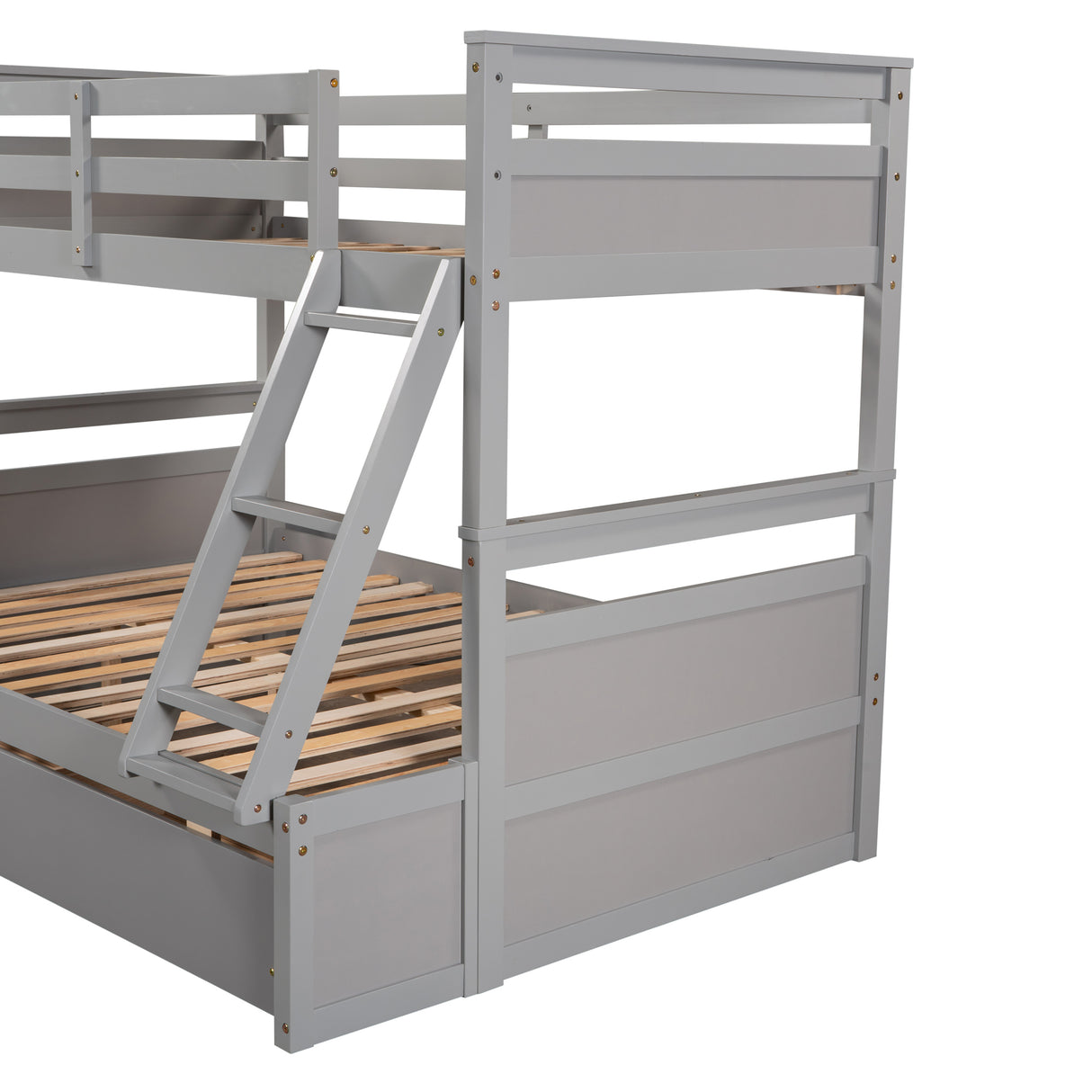 Twin over Full Bunk Bed with Storage - Gray(OLD SKU :LP000022AAE) - Home Elegance USA