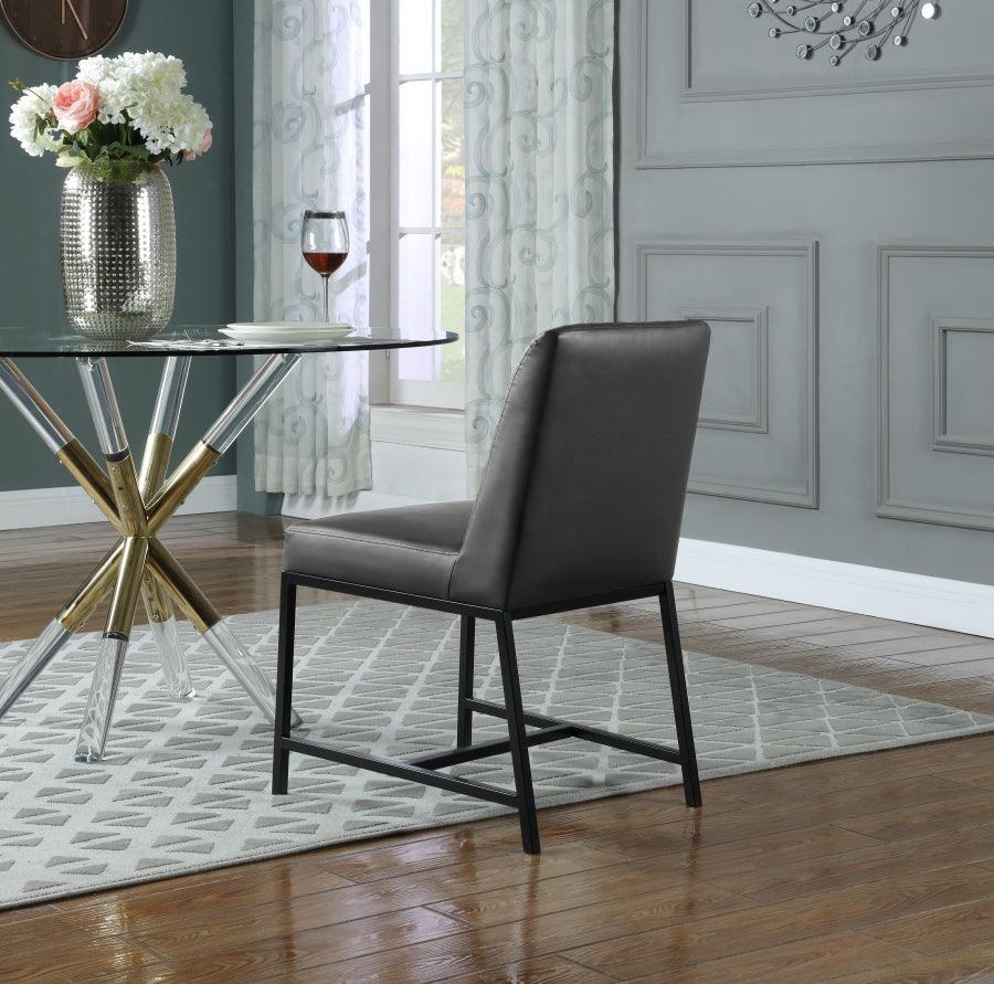 Bryce Faux Leather Dining Chair Set Of 2 In Grey - 918Grey - C | Meridian | Home Elegance USA