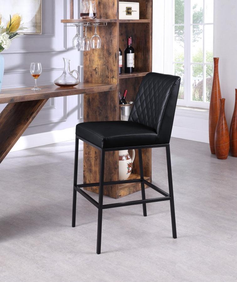 Bryce Faux Leather Bar Stool Set Of 2 In Black - 919Black - C | Meridian | Home Elegance USA