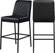 Bryce Faux Leather Bar Stool Set Of 2 In Black - 919Black-C | Meridian