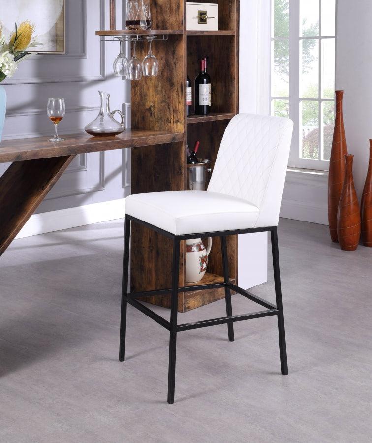 Bryce Faux Leather Bar Stool Set Of 2 In White - 919White - C | Meridian | Home Elegance USA