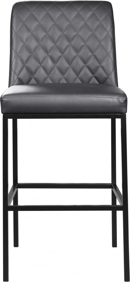 Bryce Faux Leather Bar Stool Set Of 2 In Grey - 919Grey - C | Meridian | Home Elegance USA