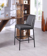 Bryce Faux Leather Bar Stool Set Of 2 In Grey - 919Grey - C | Meridian | Home Elegance USA