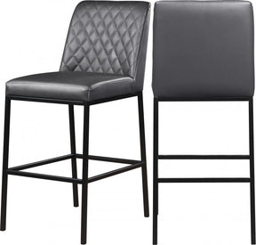 Bryce Faux Leather Bar Stool Set Of 2 In Grey - 919Grey-C | Meridian
