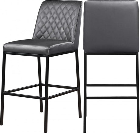 Bryce Faux Leather Bar Stool Set Of 2 In Grey - 919Grey - C | Meridian | Home Elegance USA