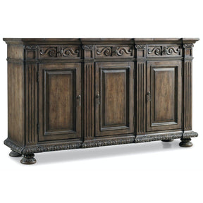 Rhapsody 72'' Credenza with Scroll Carvings & Walnut Finish – Hooker Furniture