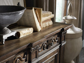 Rhapsody 72'' Credenza with Scroll Carvings & Walnut Finish – Hooker Furniture