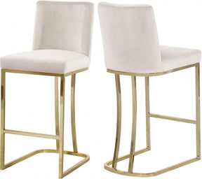 Heidi Velvet Counter Stool Set Of 2 In Cream - 777Cream-C | Meridian
