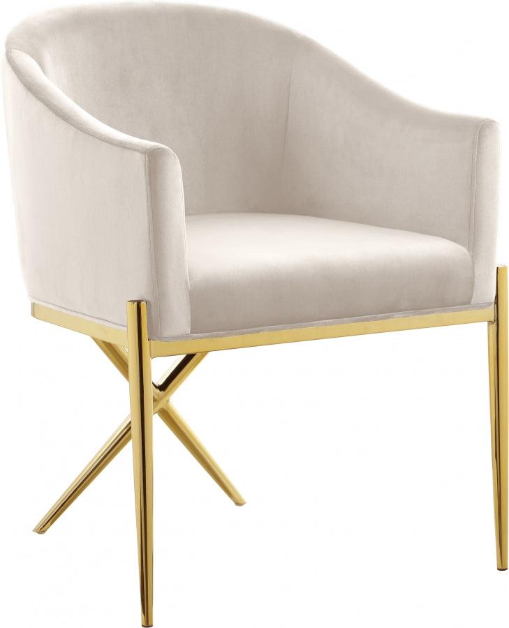 Meridian Furniture - Xavier Velvet Dining Chair Set Of 2 In Cream - 763Cream-C