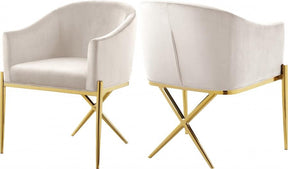 Xavier Velvet Dining Chair Set Of 2 In Cream - 763Cream-C | Meridian