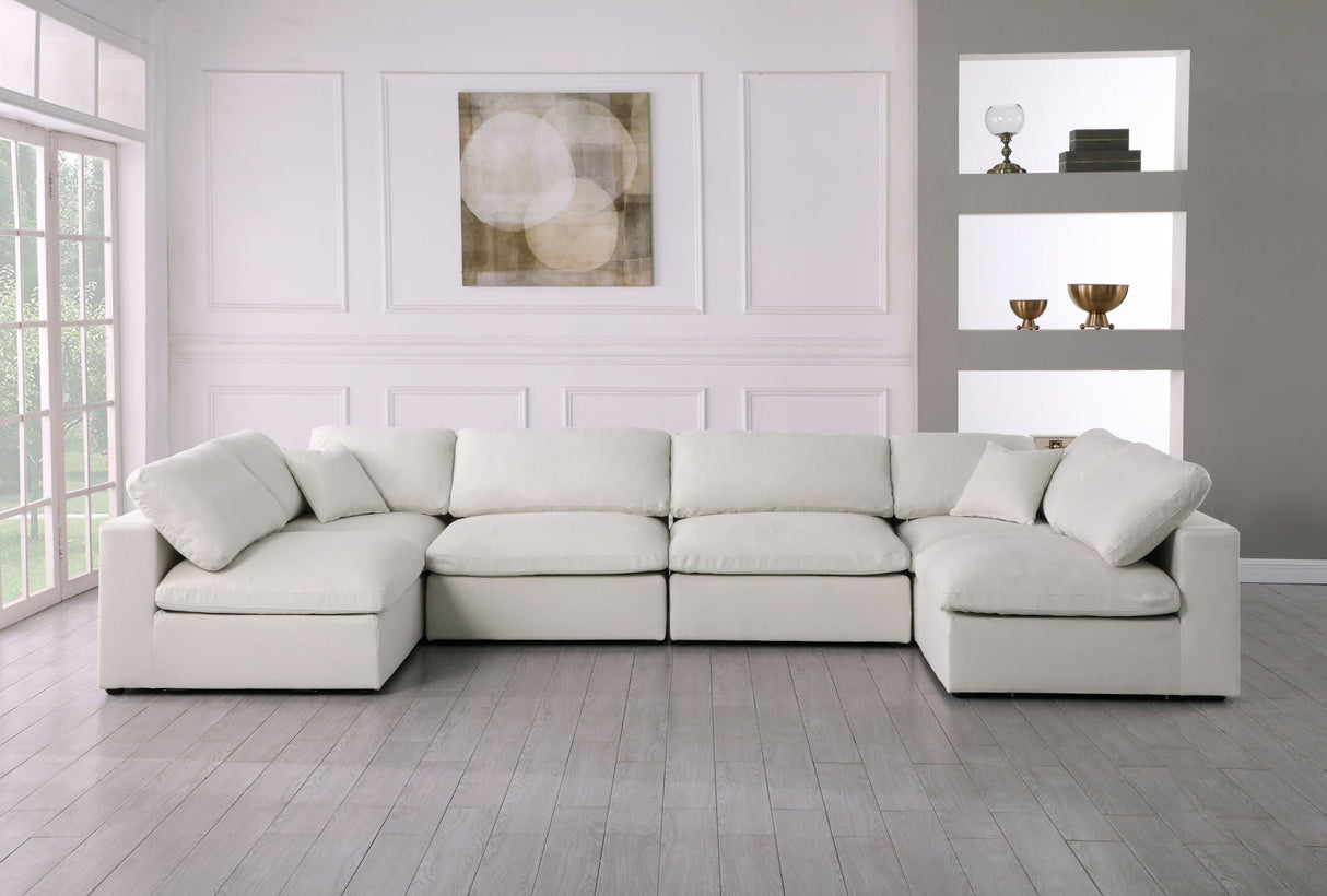 Serene - Cloud Modular Sectional 6 Piece - Cream - Fabric - Home Elegance USA