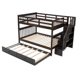 Stairway Full-Over-Full Bunk Bed with Twin size Trundle, Storage and Guard Rail for Bedroom, Dorm - Espresso(OLD SKU :LP001210AAP) - Home Elegance USA