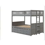 FULL OVER FULL BUNKBED WITH TWIN TRUNDLE AND 3 DRAWERS - Home Elegance USA