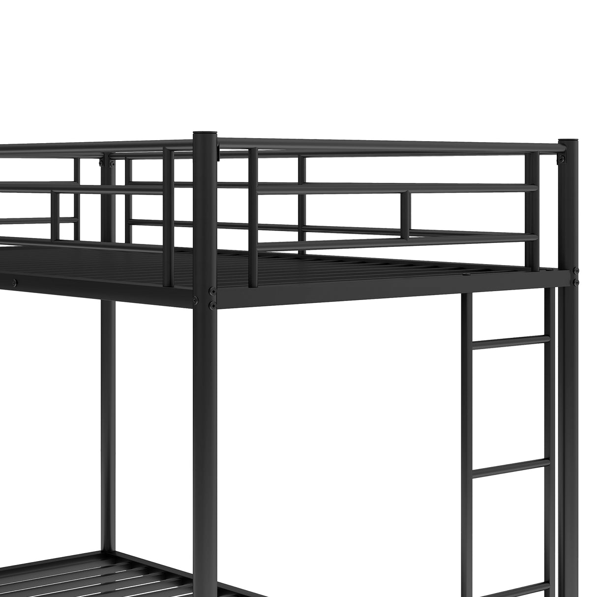 Twin over Twin Bunk Bed with Trundle, Black - Home Elegance USA