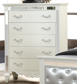 Milan Mirror Framed Chest made with Wood in White - Home Elegance USA