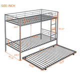 Twin-Over-Twin Metal Bunk Bed With Trundle,Can be Divided into two beds,No Box Spring needed ,White ( old sku: MF194806AAN ) - Home Elegance USA