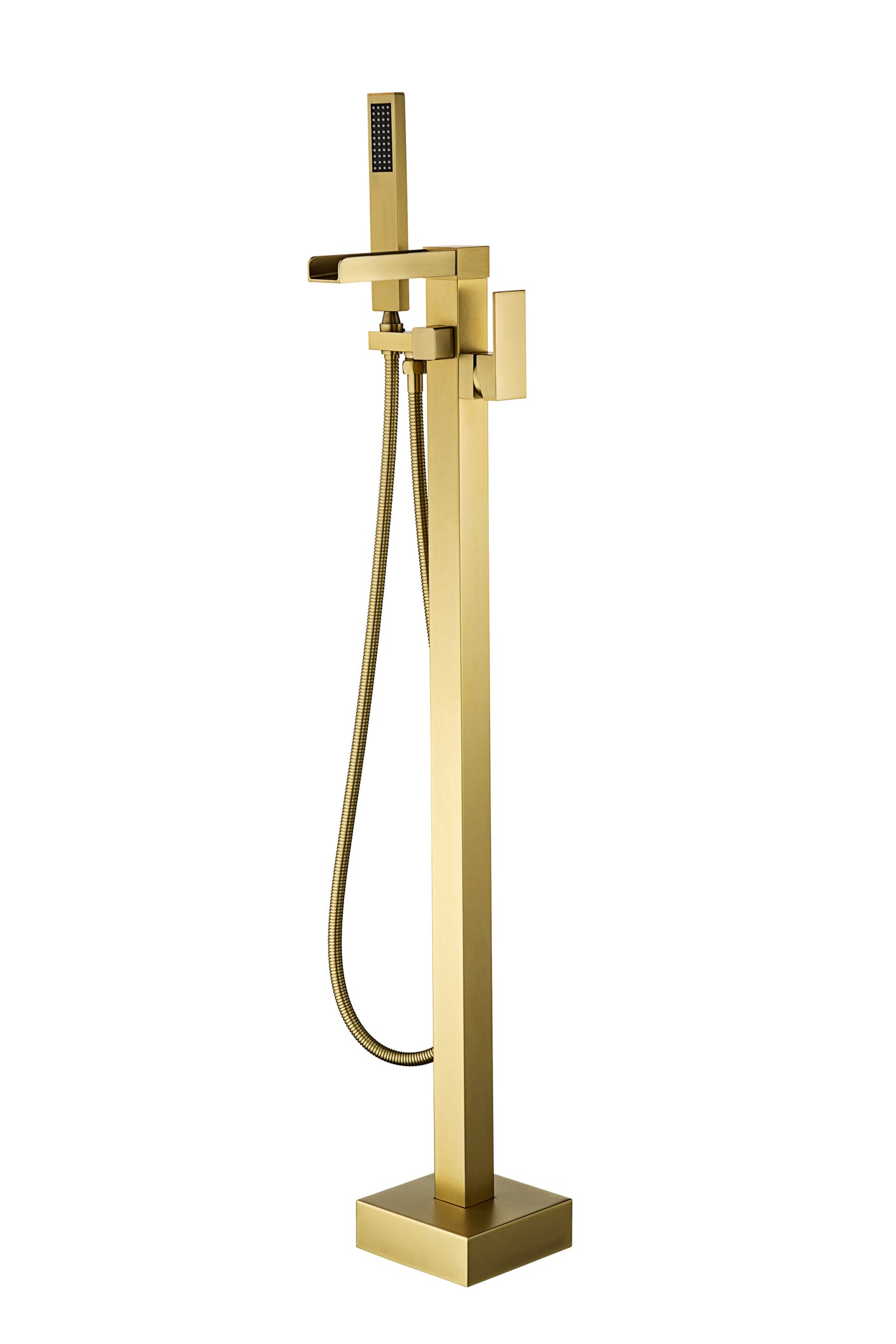 Bathtub Faucet Waterfall Tub Filler Floor Mount Brass Single Handle Bathroom Faucets with Hand Shower