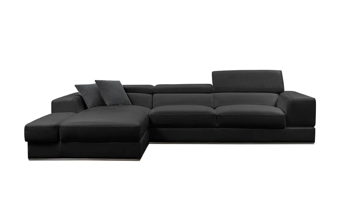 Divani Casa Pella Mini Modern Black Leather Sectional Sofa Vgca5106A - Blk | Home Elegance USA