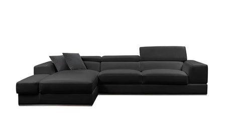 Divani Casa Pella Mini Modern Black Leather Sectional Sofa Vgca5106A-Blk